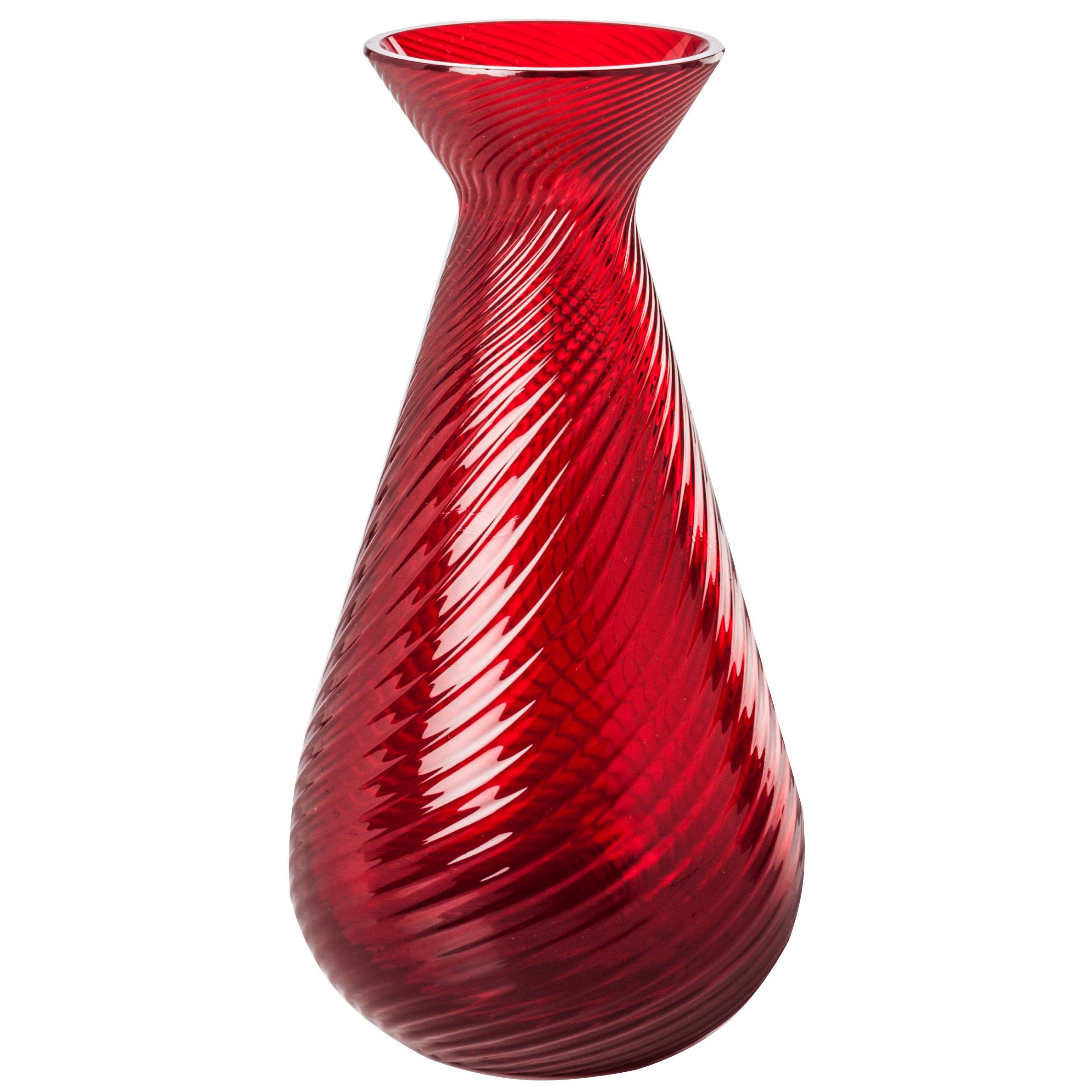 Gemme Triangular Glass Vase in Red by Venini