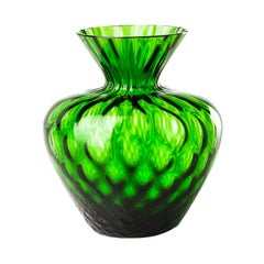 Gemme Vase in Grass Green Balloton Blown Glass by Venini