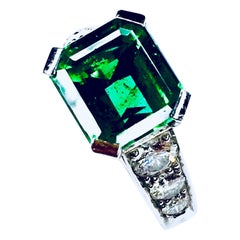 Gemolithos 18 Karat Gold Green Emerald and 2.22 Carat Diamond Engagement Ring
