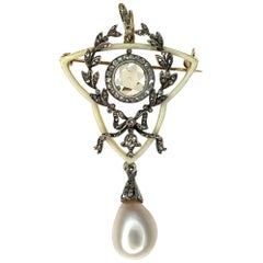 Gemolithos, a Fabergé Jewelled Gold, Silver, Enamel and Pearl Pendant Brooch