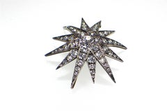 Gemolithos Antique Diamond Star Pendant, 1880s, with Nice Bright Diamonds