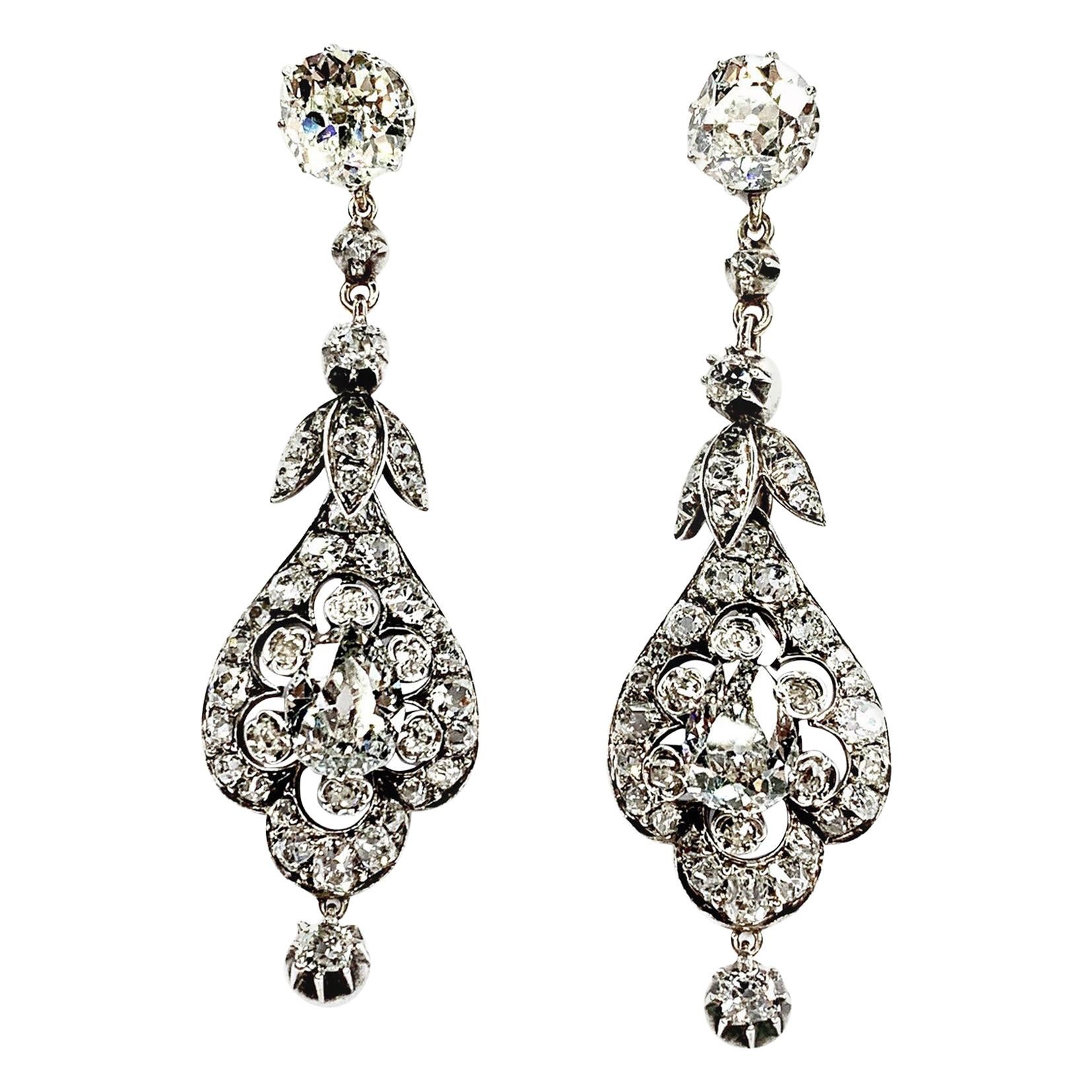 Gemolithos Antique Pair of Diamond Earrings, Formerly from a Princely Family