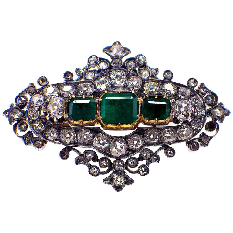Ancienne broche, pierre verte, en argent, vintage