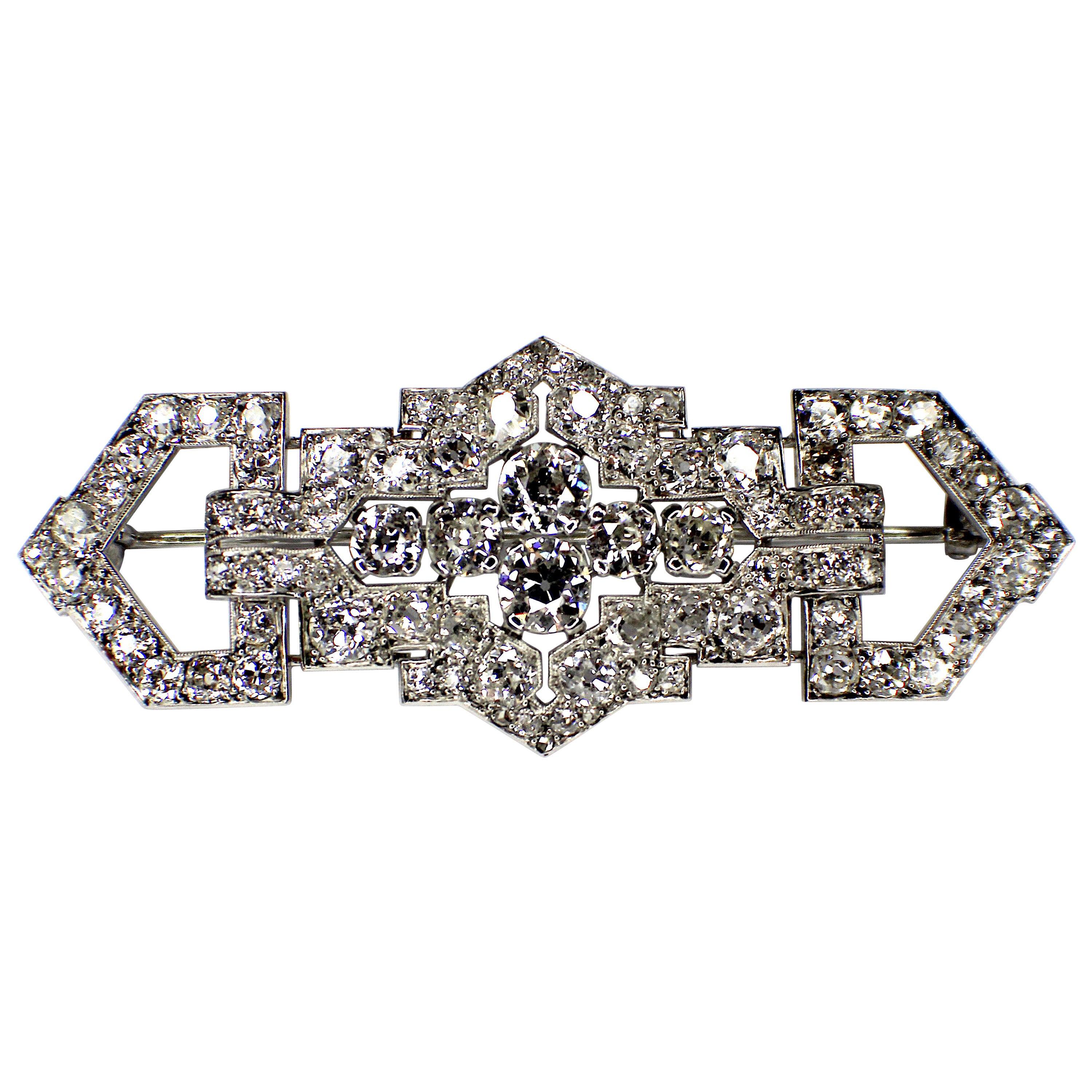 Gemolithos, Art Deco Diamond Brooch, French, by Cartier. Circa 1928 For Sale