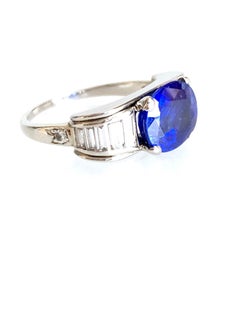 Gemolithos Kashmir Sapphire No Heat Gübelin 4.19ct Diam 0.80ct G-I/VS-Si Platin