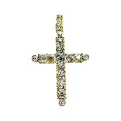 Antique Gemolithos Late Victorian Gold and Platinum Cross Pendant