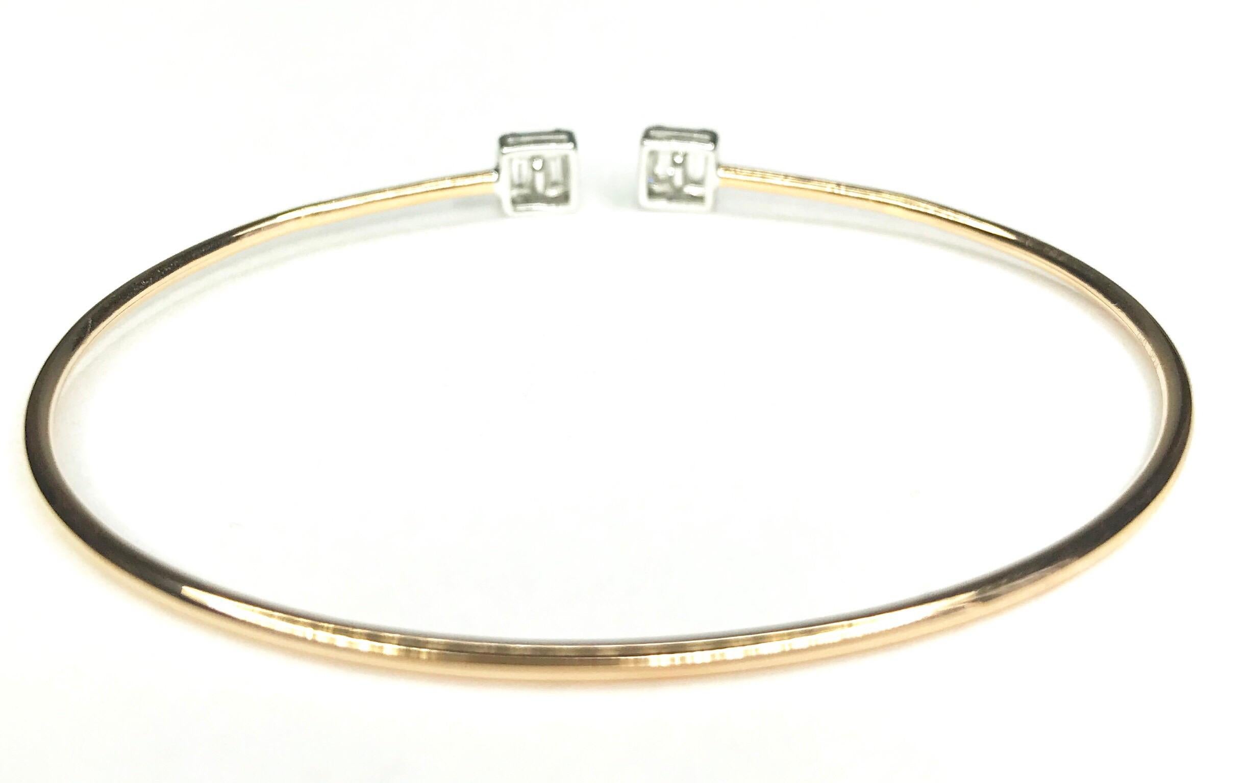 Modern rose Gold (18K) & Diamond  bracelet (Total 3.39 ct => 8 D = 0.07ct; 16 Baguettes D = 0.39ct)
