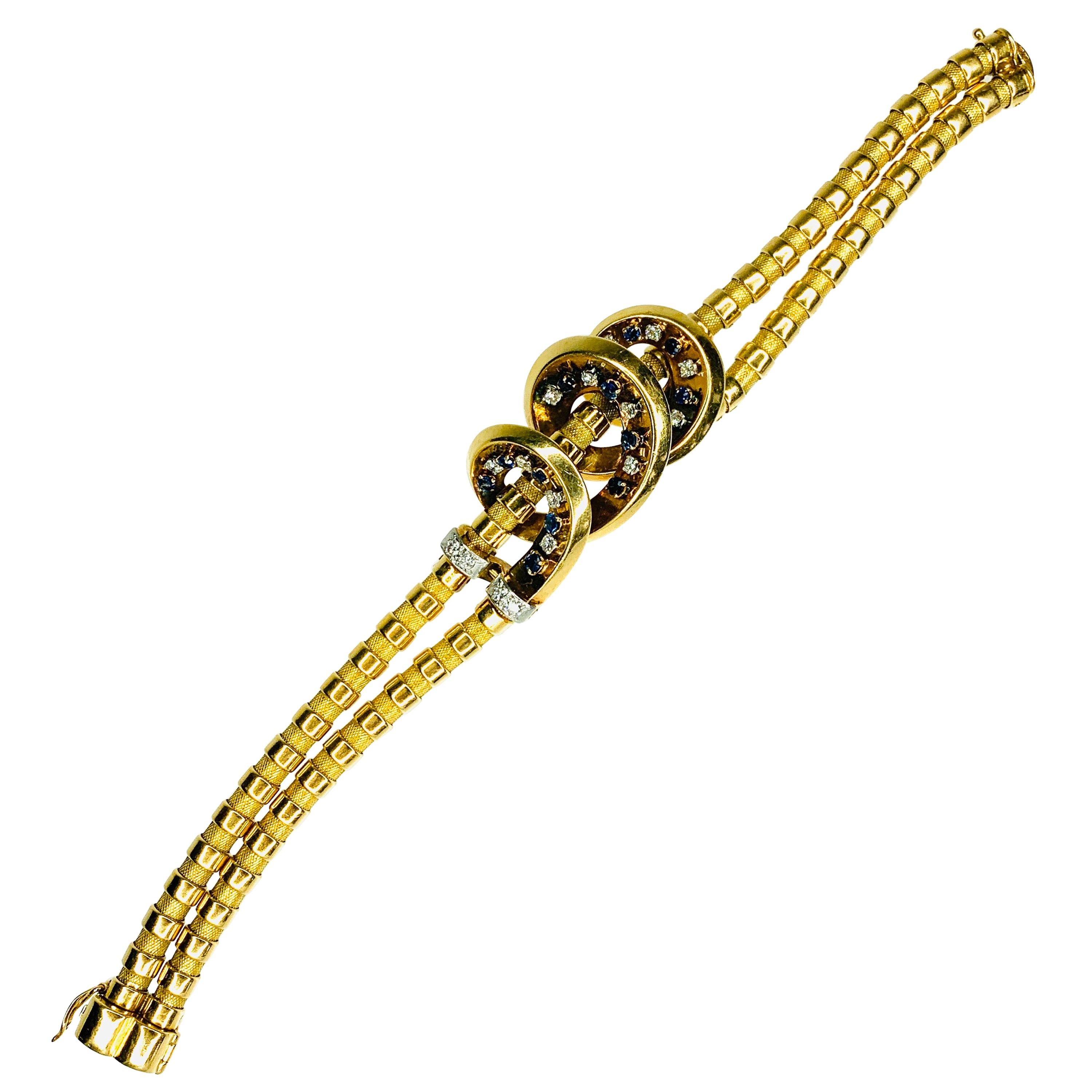 Gemolithos, Retro Sapphire and Diamond Bracelet, Lacloche Frères, 1940s For Sale