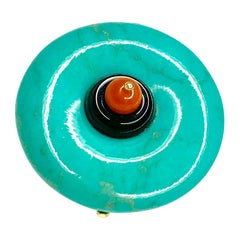 Gemolithos Pendentif en or 18 carats avec turquoise, onyx, corail et diamants