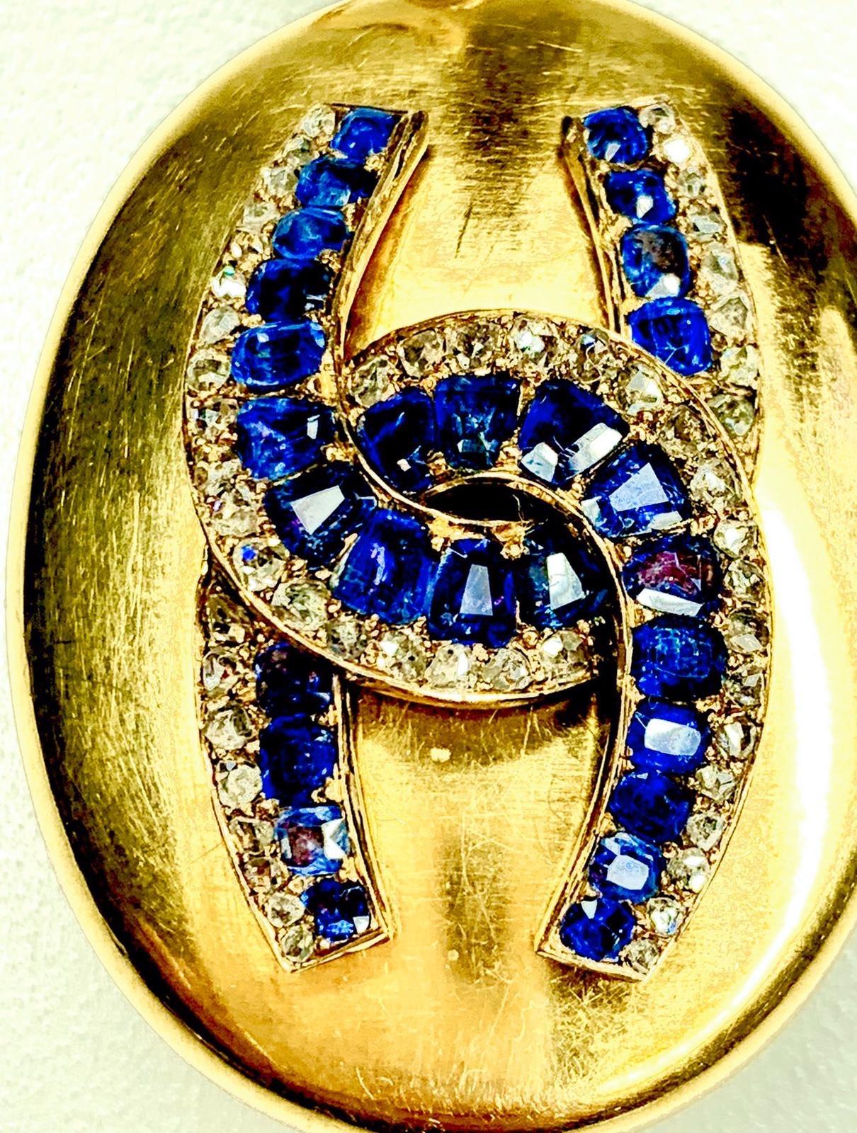 Gemolithos Victorian Gold Sapphire and Diamond Pendant For Sale 2