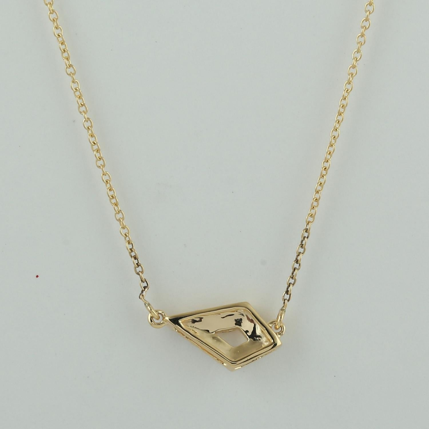 Contemporary Gemotric Shaped Pave Diamond Pendant Chain Necklace Made In 18k Yellow Gold For Sale