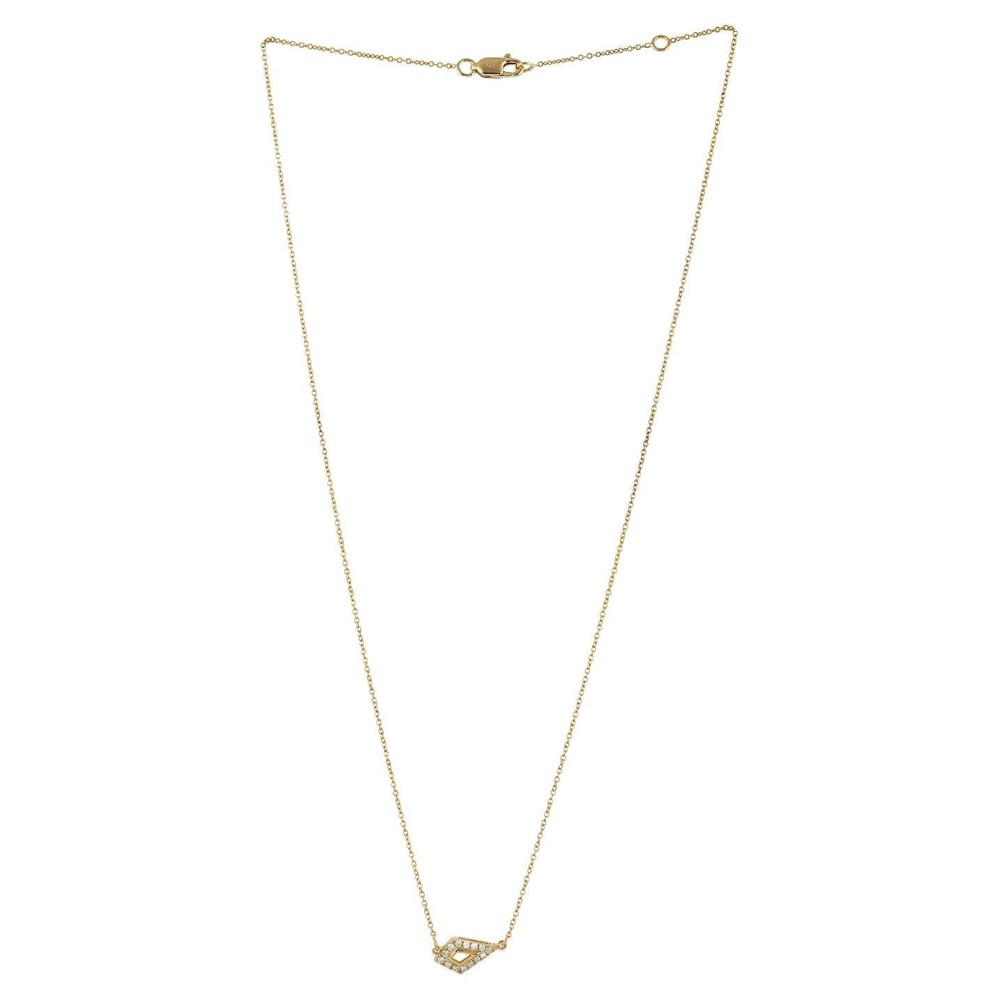 Collar de cadena con colgante de diamantes pavé en forma gemotric Fabricado en oro amarillo de 18k