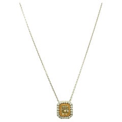 Gems Are Forever 0.75 Carat Yellow Diamond and Diamond Halo Necklace Platinum