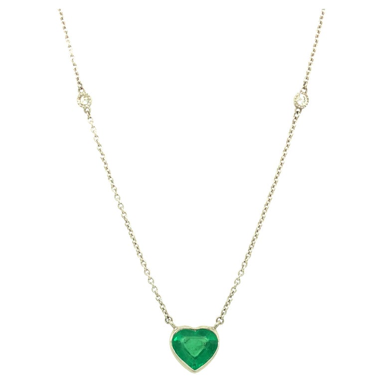 Gems Are Forever 1.18 Carat Heart Shaped Emerald and Diamond Platinum ...