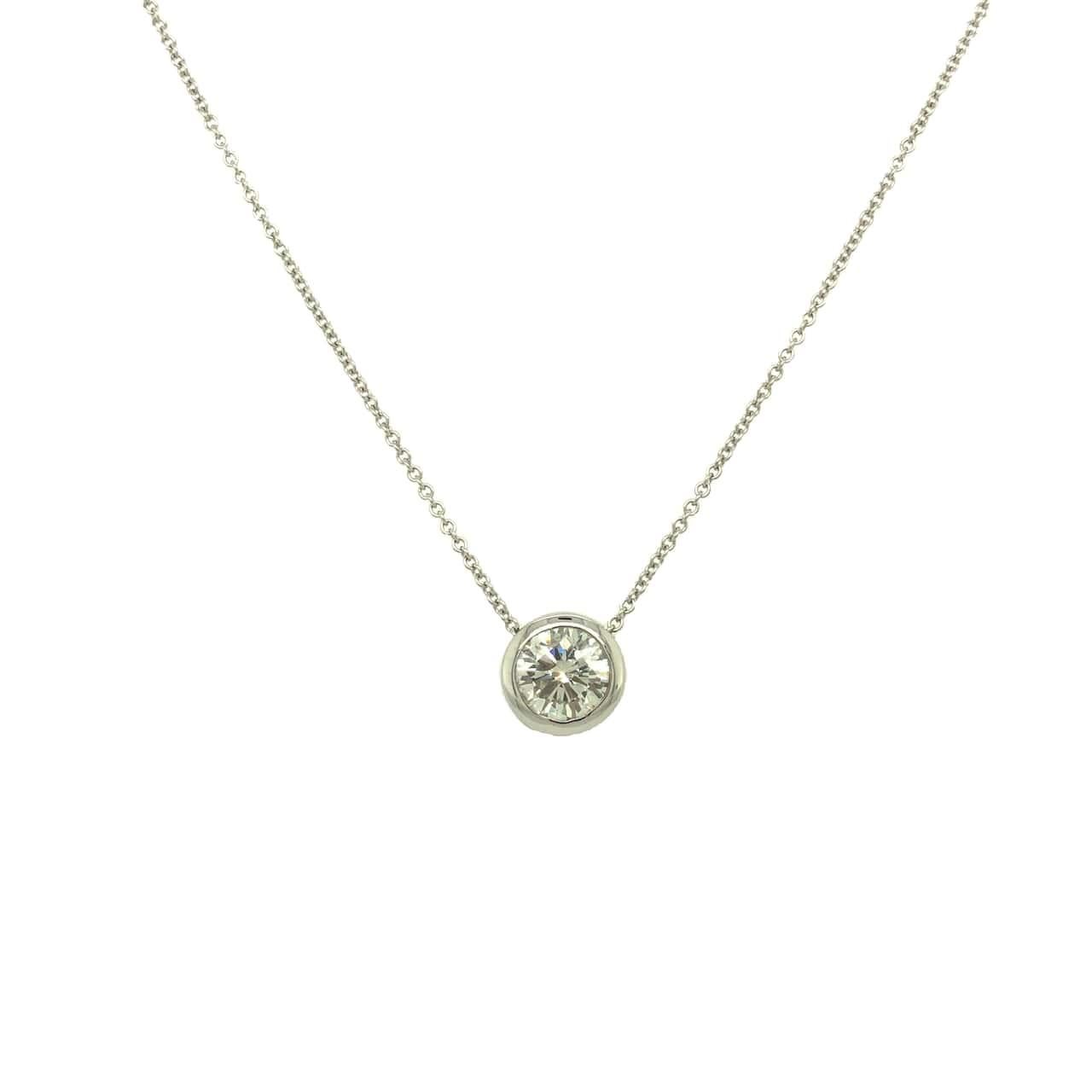 Edelsteine sind für die Ewigkeit 1,28 Karat runder Brillant Diamant Schiebe Halskette 18K Weißgold (Moderne) im Angebot