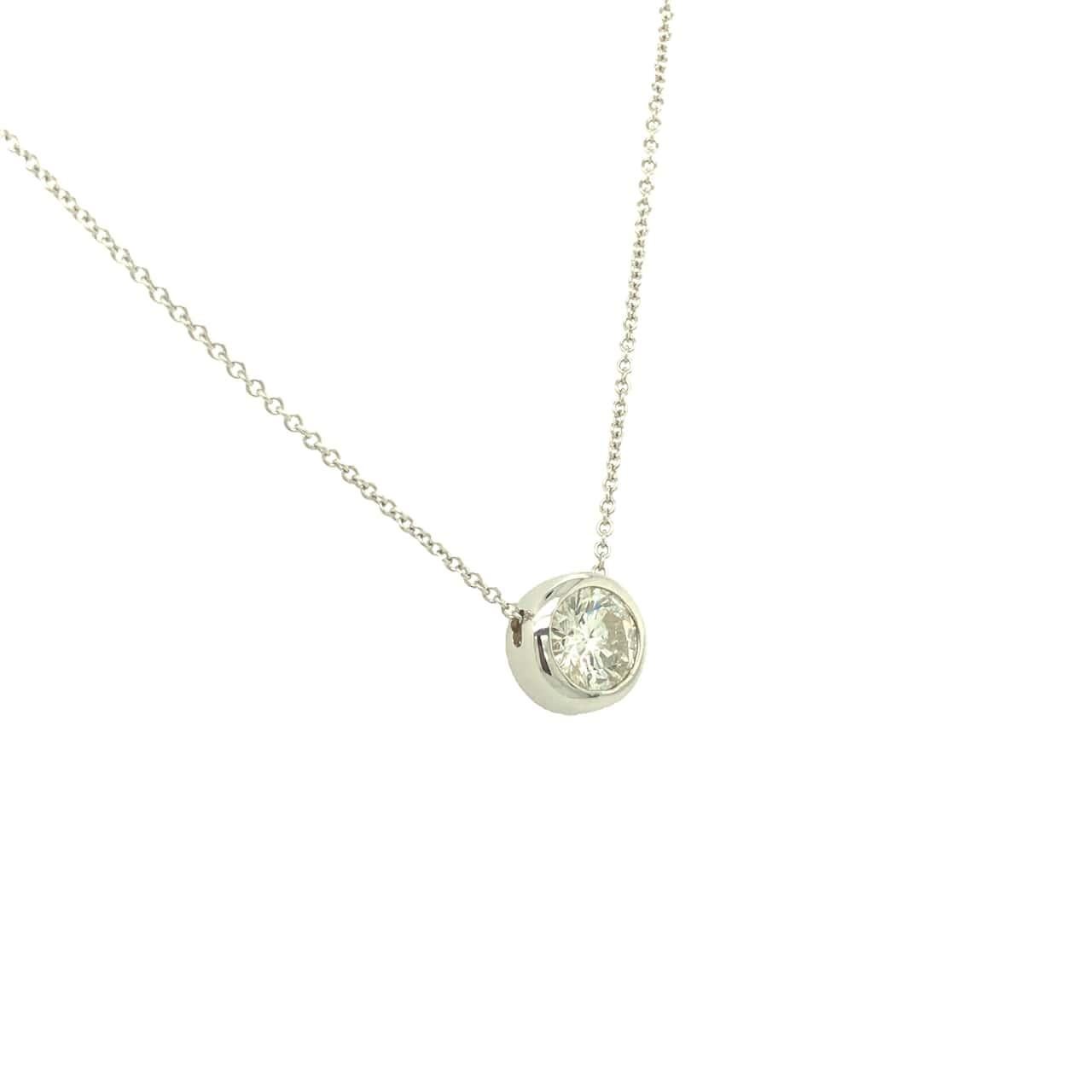 Modern Gems Are Forever 1.28 Ct Round Brilliant Diamond Sliding Necklace 18K White Gold For Sale