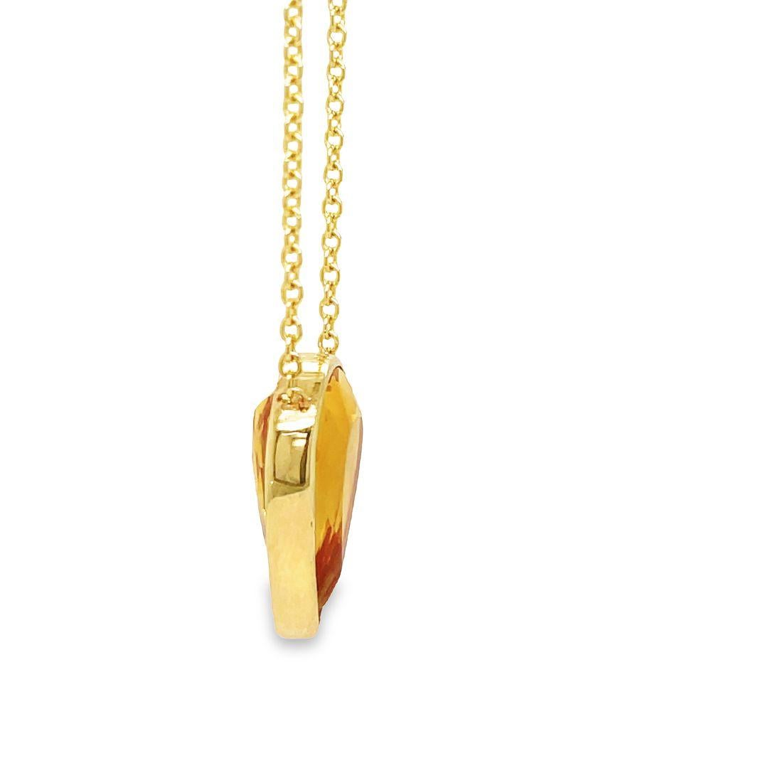 Modernist Gems Are Forever 18K Yellow Gold Bezel Set Citrine Pear-Shaped Pendant  For Sale