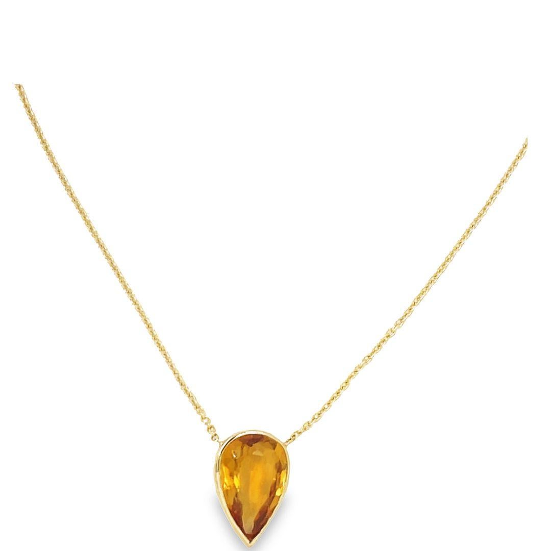 Women's Gems Are Forever 18K Yellow Gold Bezel Set Citrine Pear-Shaped Pendant  For Sale