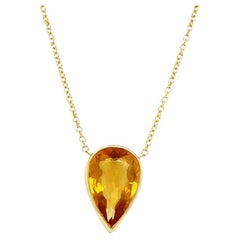 Gems Are Forever 18K Yellow Gold Bezel Set Citrine Pear-Shaped Pendant 
