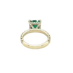 Gems Are Forever GIA Certified 2.30 Carat Square Emerald and Diamond Ring 14K
