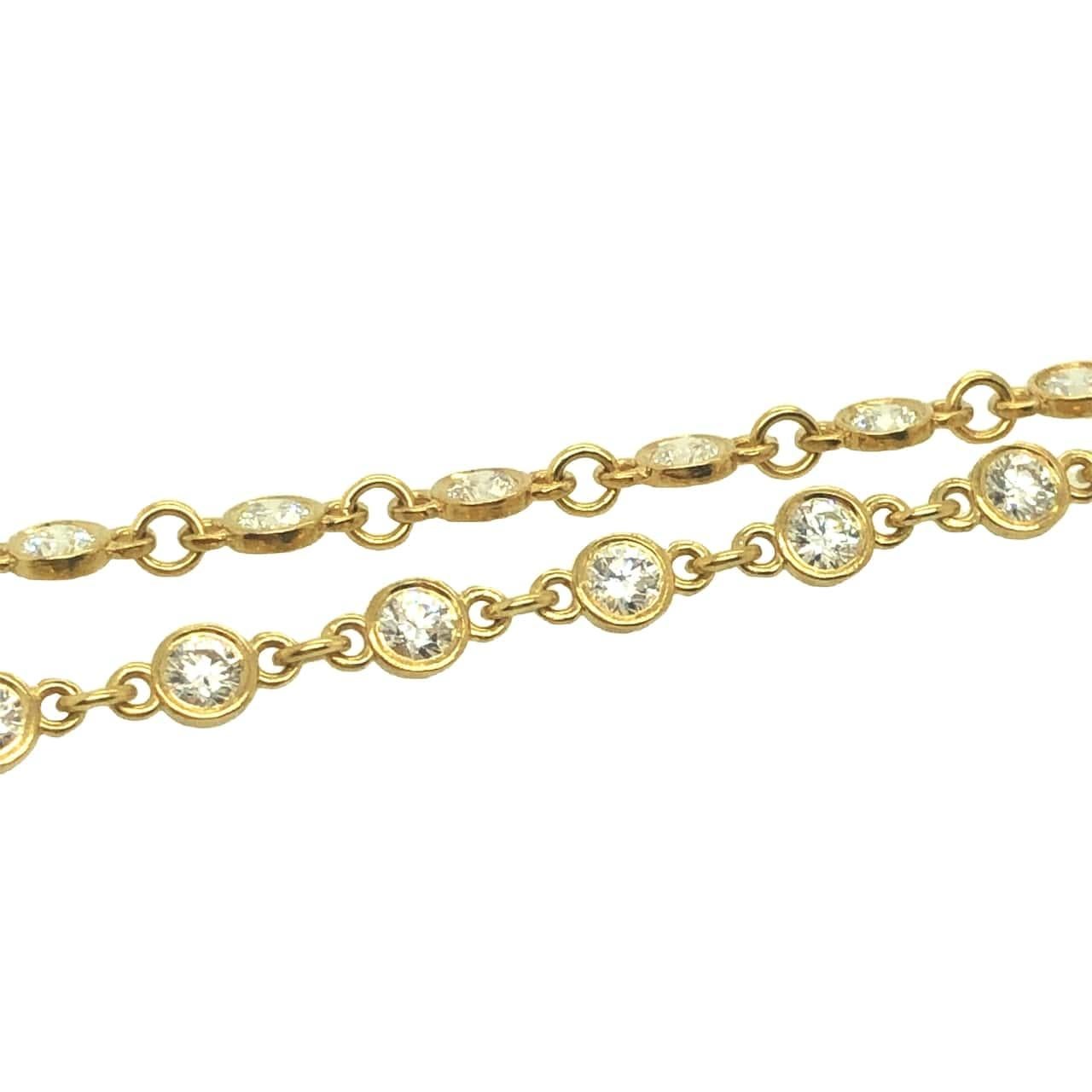 Contemporary Gems Are Forever 3.25 Ct. Diamond Link Chain Necklace 18K Yellow Gold For Sale