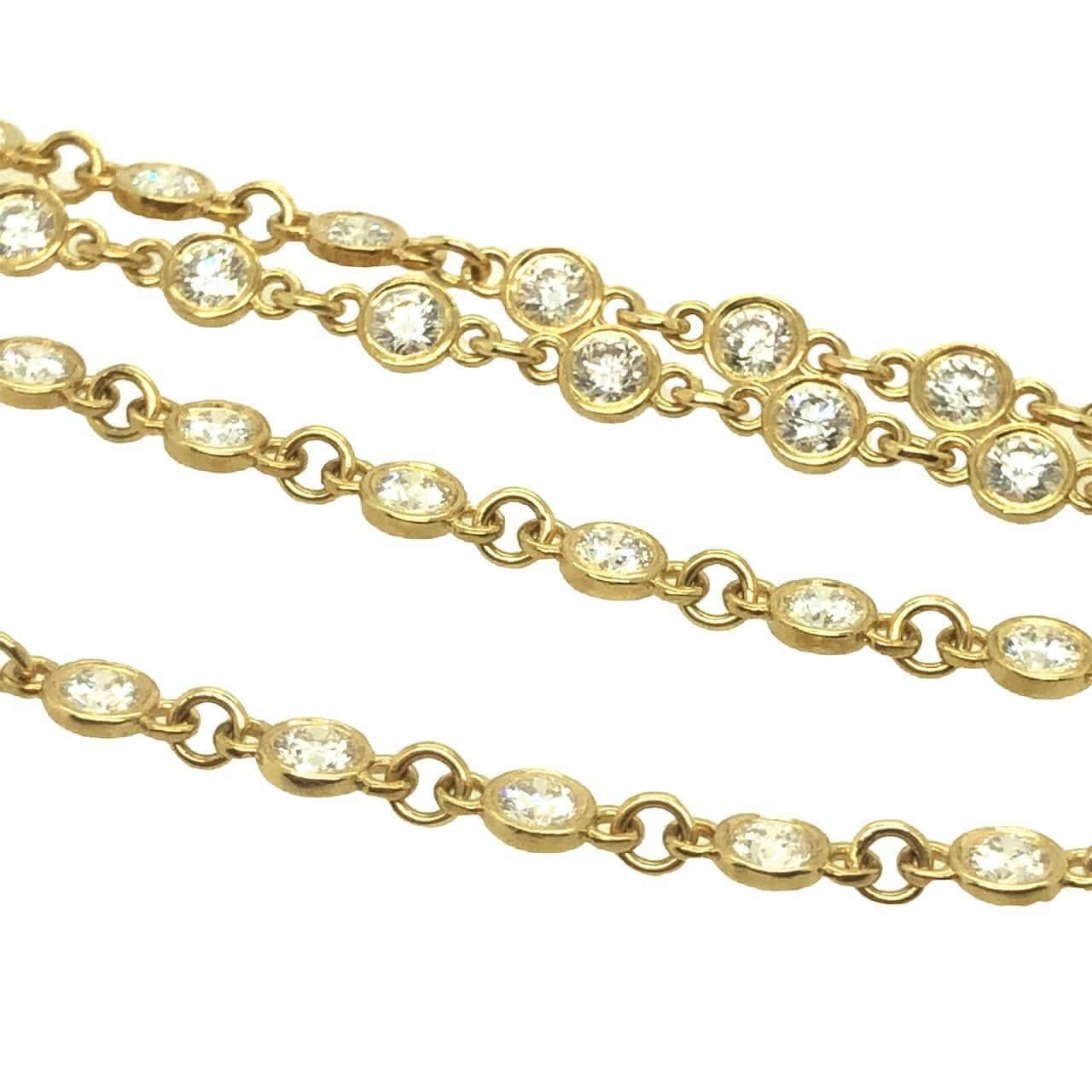 Round Cut Gems Are Forever 3.25 Ct. Diamond Link Chain Necklace 18K Yellow Gold For Sale