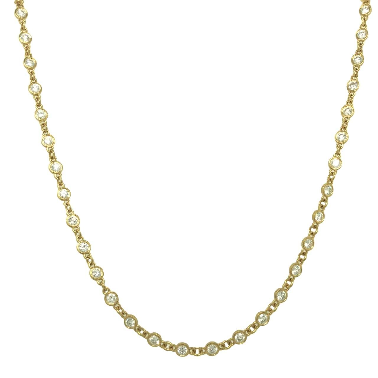 Gems Are Forever 3.25 Ct. Diamond Link Chain Necklace 18K Yellow Gold For Sale