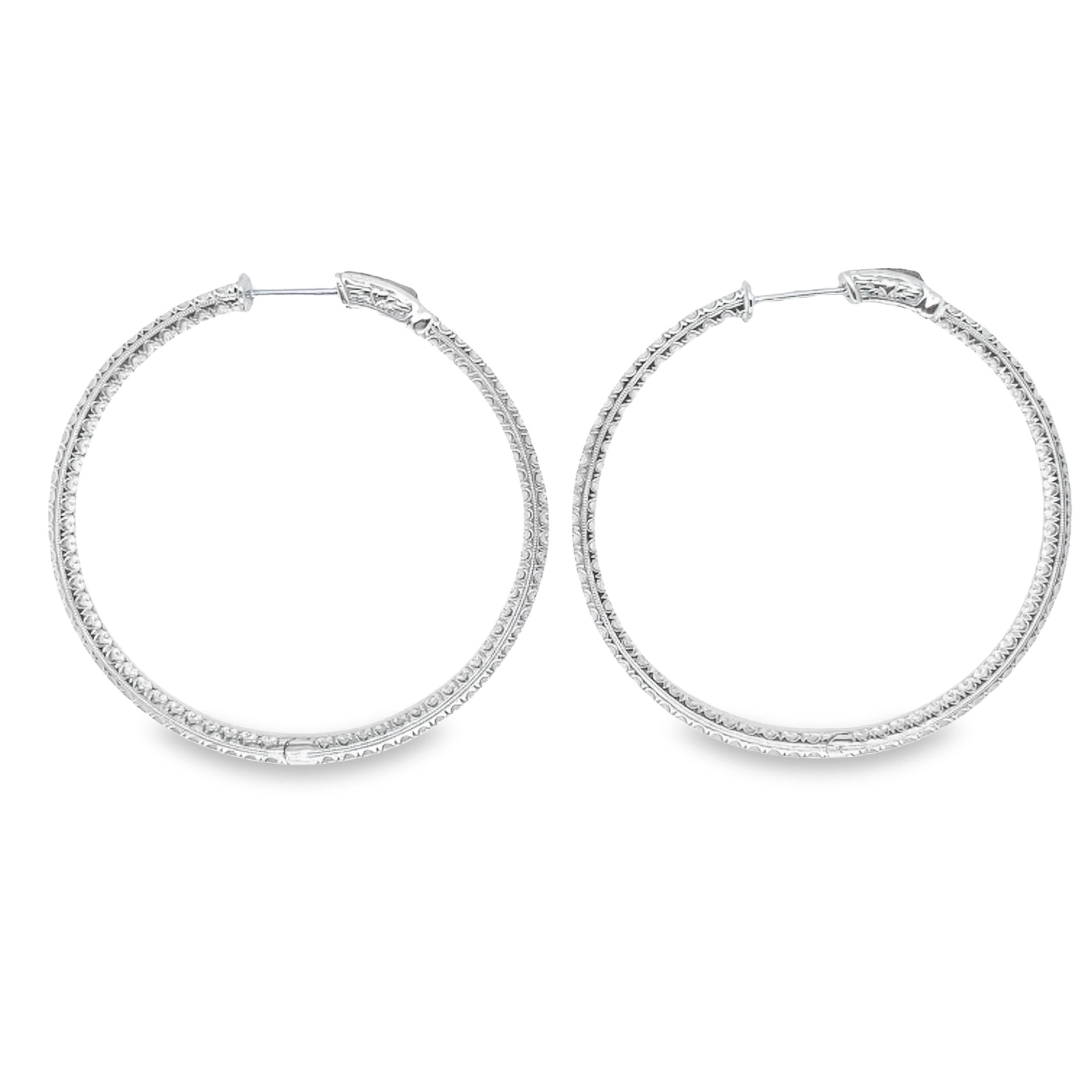 Round Cut Gems Are Forever 5 carat Diamond Inside-Out Hoop Earrings in 18k Gold For Sale