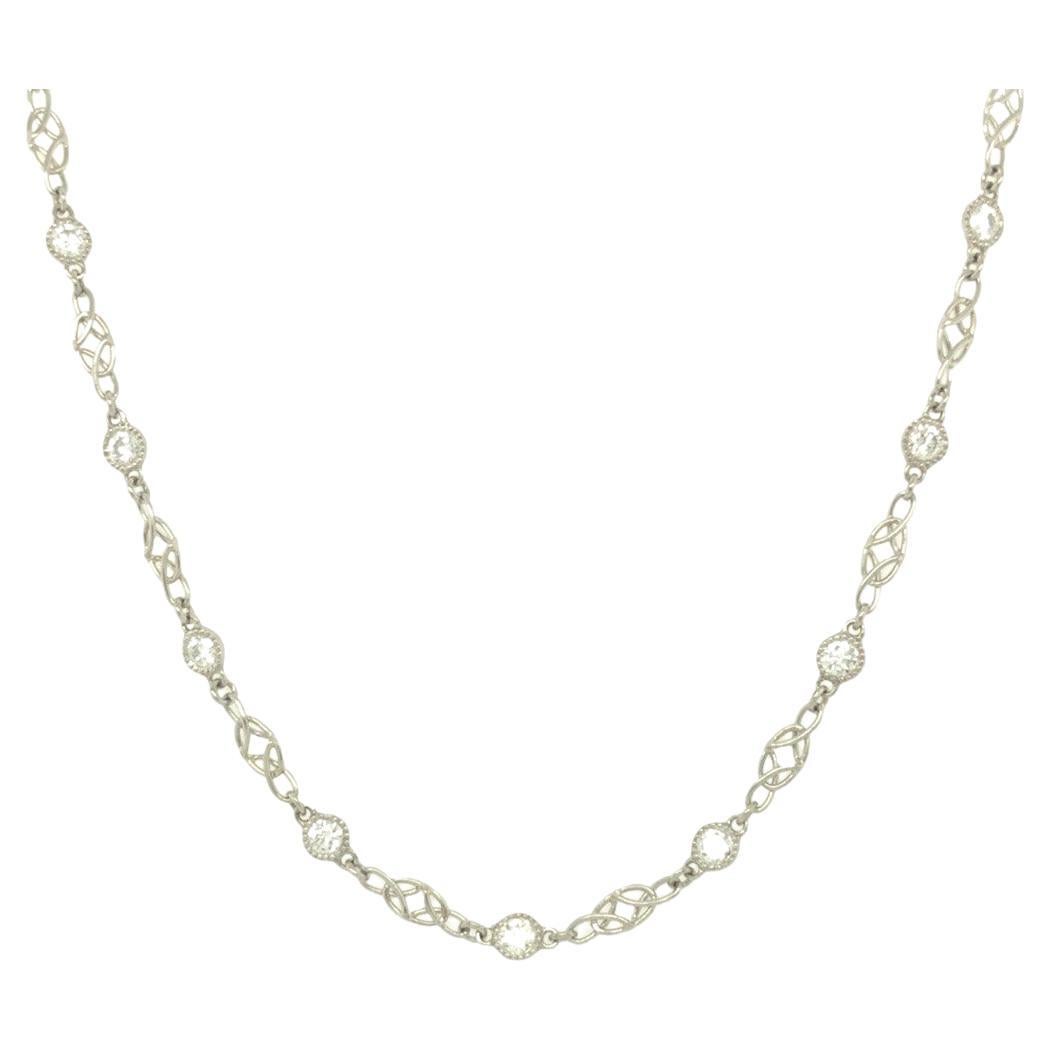 Gems Are Forever Antique Inspired Handcrafted Diamond Link Chain Platinum For Sale