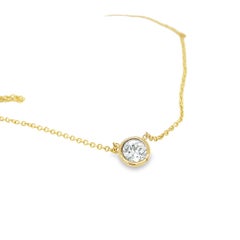 Gems Are Forever Bezel Set Diamond Solitaire Necklace in 14k Yellow Gold