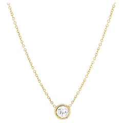 Gems Are Forever Bezel Set Diamond Solitaire Necklace in 14k Yellow Gold