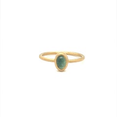 Gems Are Forever Cabochon Green Tourmaline Bezel Set Ring