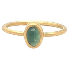 Used Gems Are Forever Cabochon Green Tourmaline Bezel Set Ring