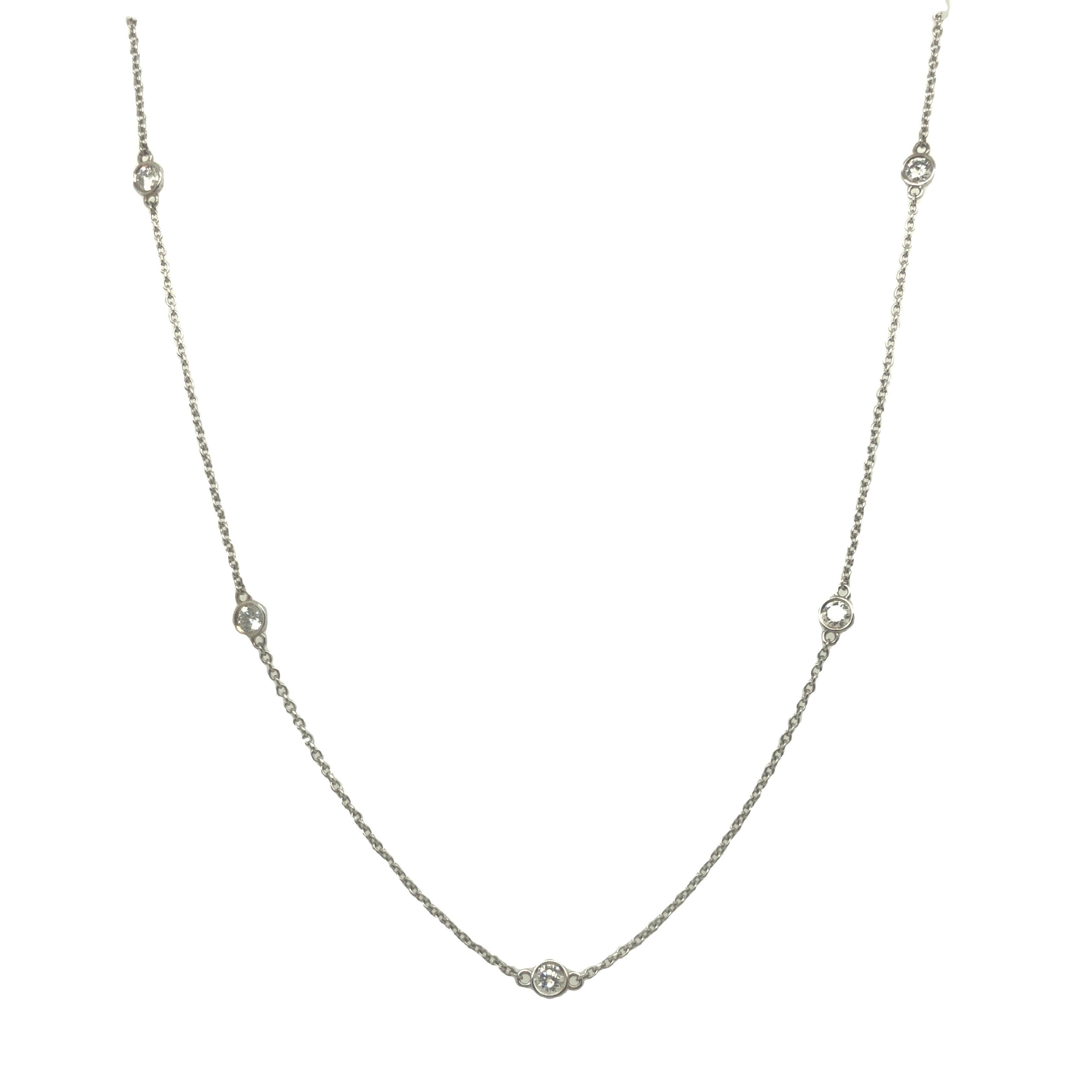 Modern Gems Are Forever Diamond by the Yard Necklace 18k White Gold For Sale