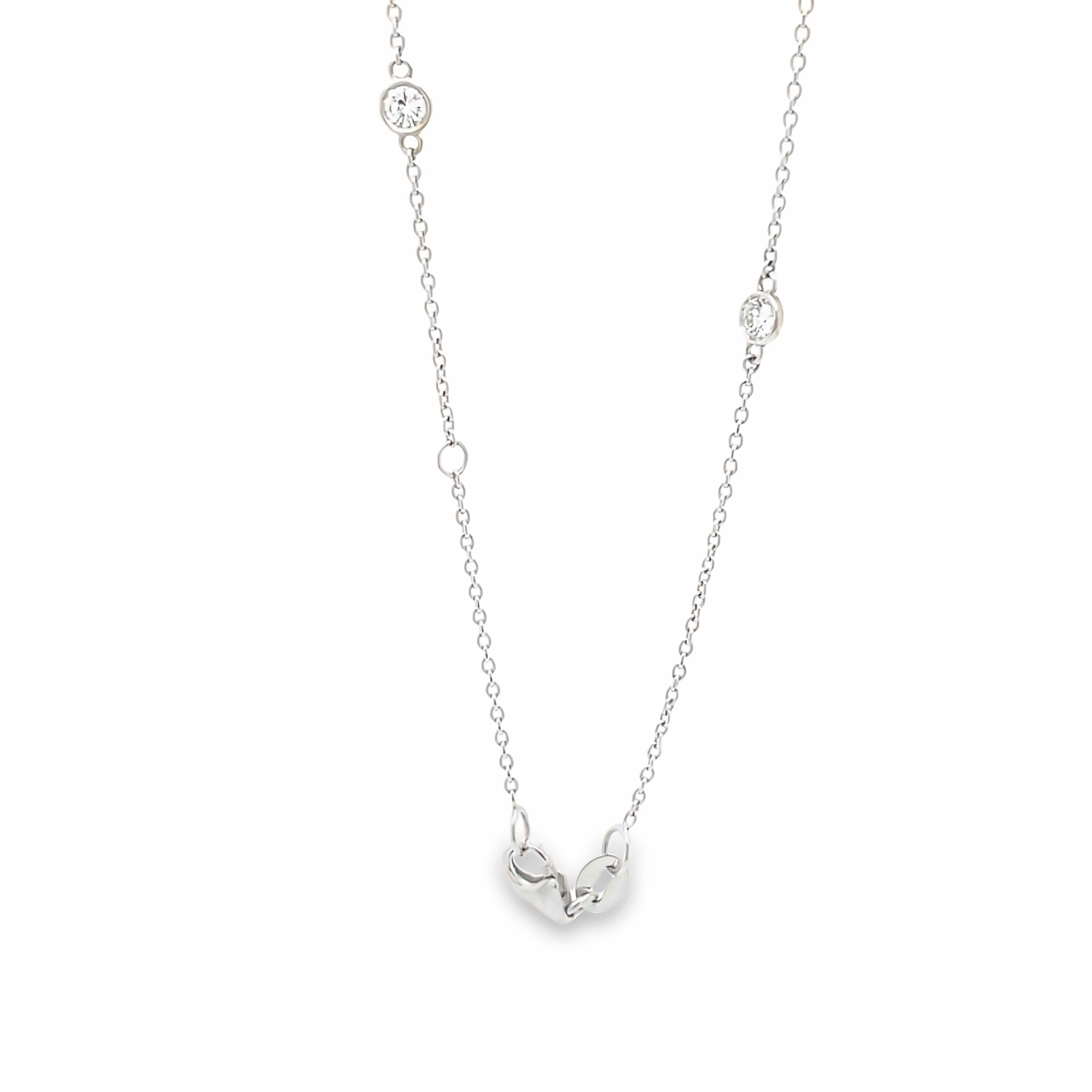 Gems Are Forever Diamonds by the Yard 8 Round Bezel Necklace in 18k White Gold For Sale 1