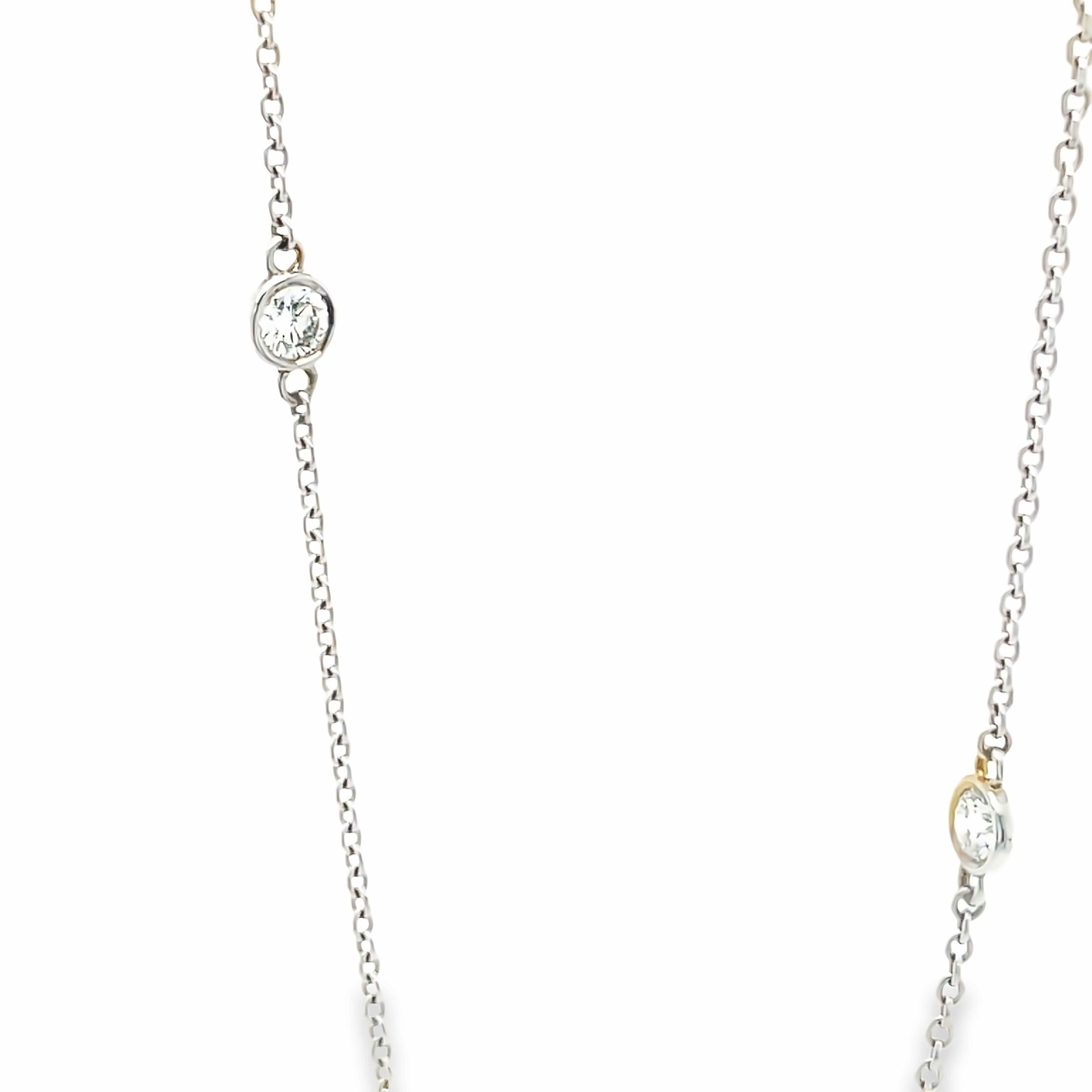 Gems Are Forever Diamonds by the Yard 8 Round Bezel Necklace in 18k White Gold For Sale 2