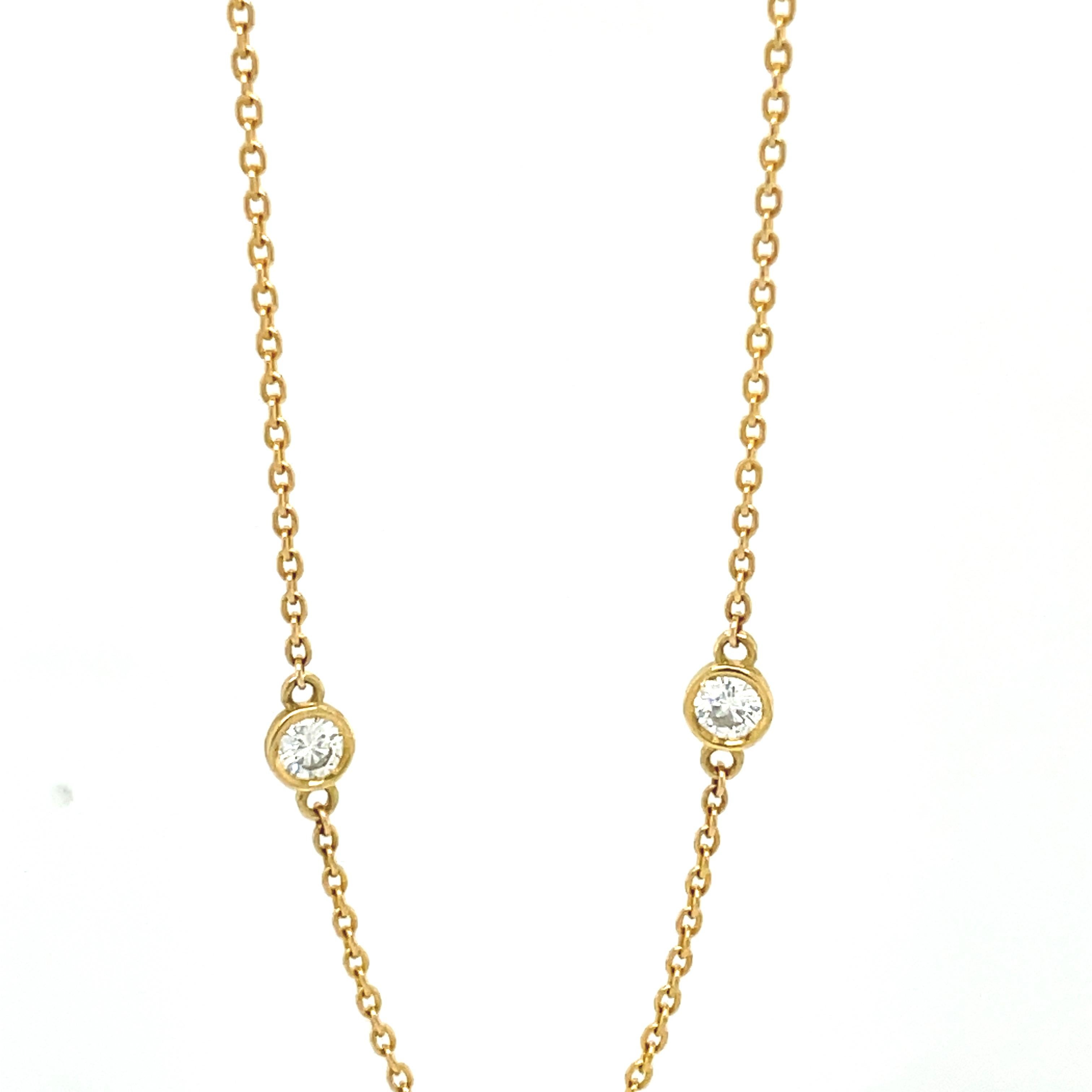 Women's Gems Are Forever Diamonds by the Yard 8 Round Bezel Necklace in 18k Yellow Gold For Sale