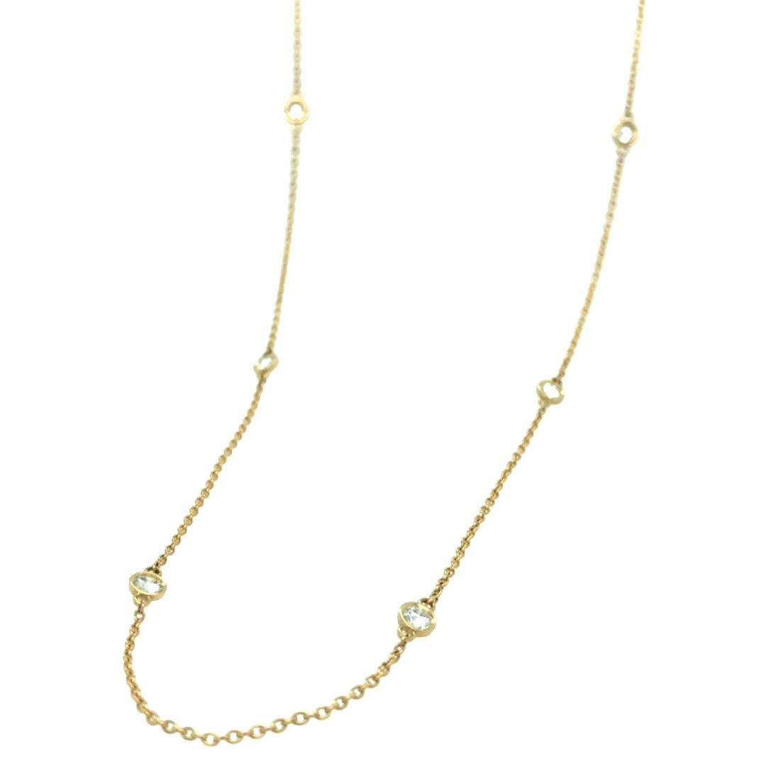 Gems Are Forever Diamonds by the Yard 8 Round Bezel Necklace in 18k Yellow Gold For Sale 1