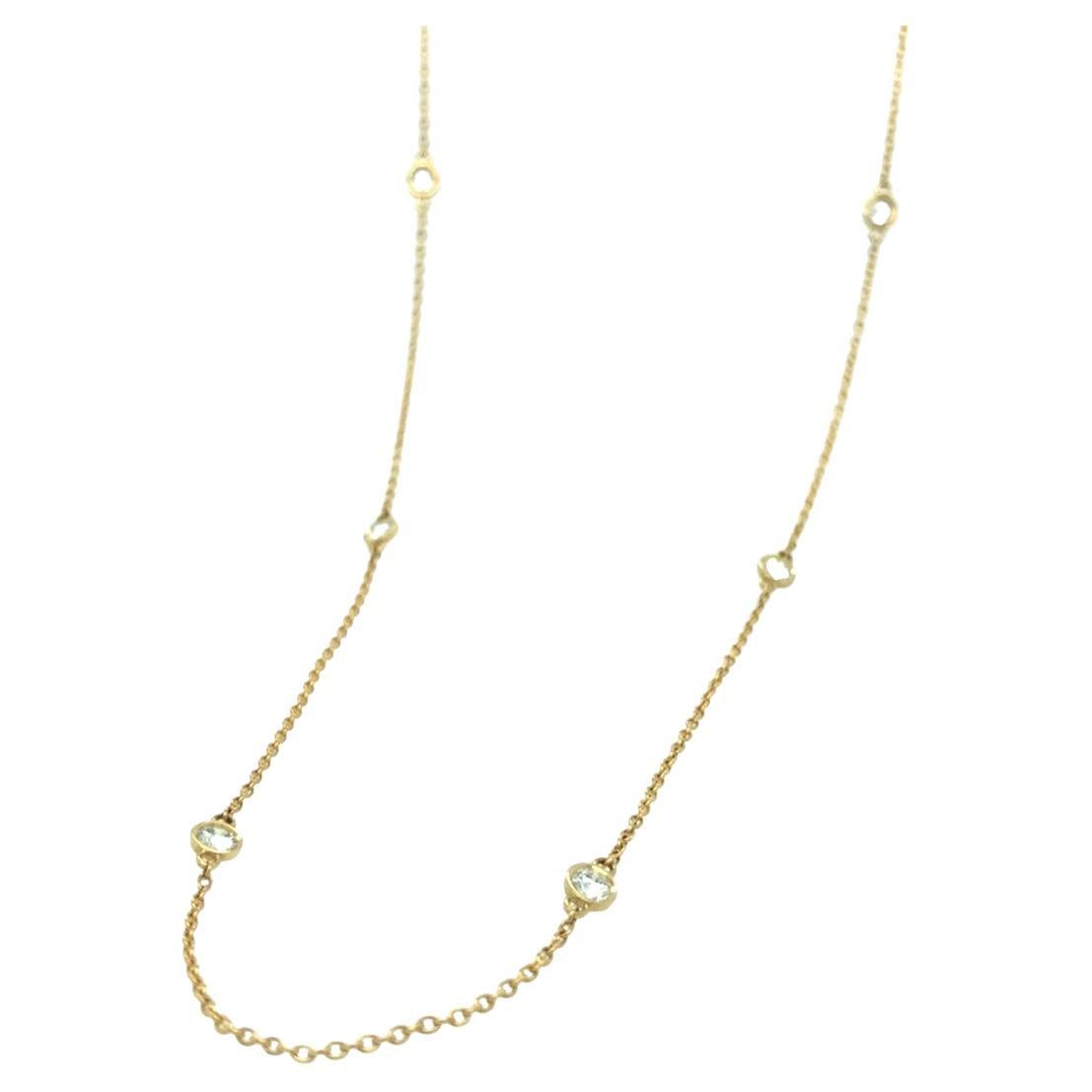 Gems Are Forever Diamonds by the Yard 8 Round Bezel Necklace in 18k Yellow Gold For Sale