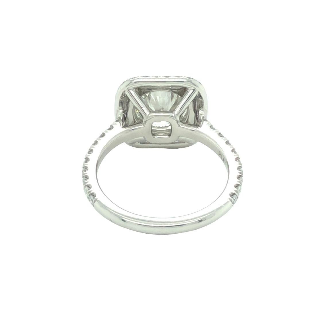Modern Gems are Forever EGL Cert 1.49 Ct Diamond Double Halo Engagement Platinum Ring For Sale