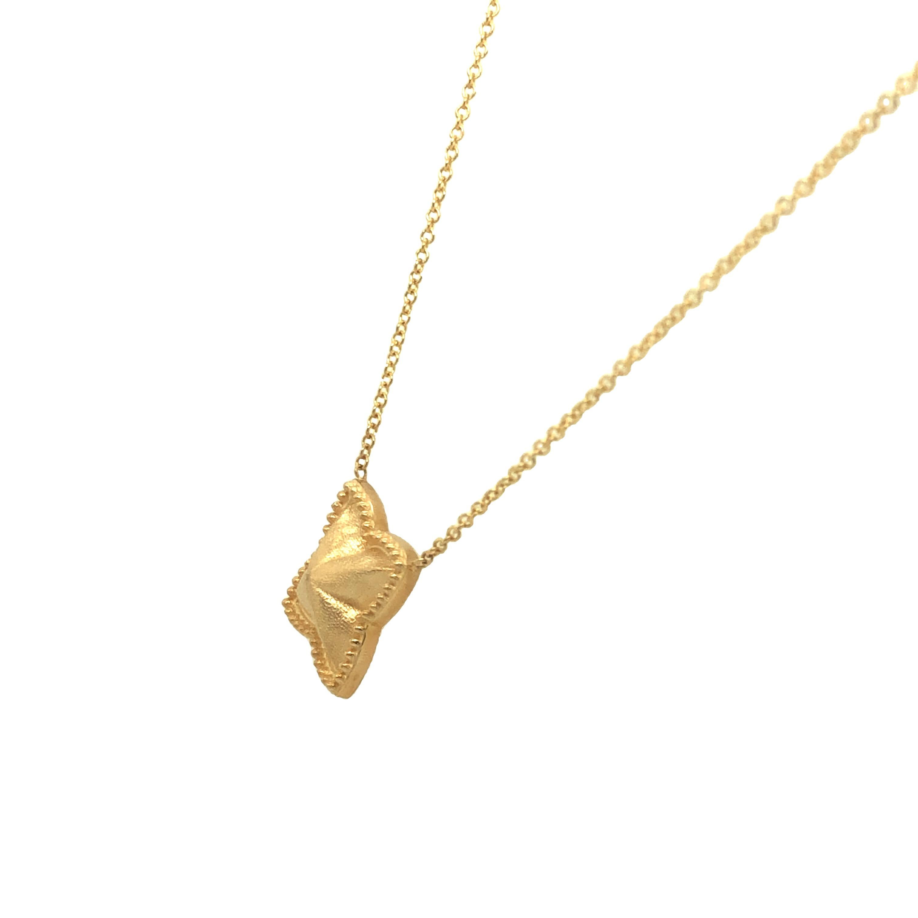 Contemporary Gems Are Forever Floral Emblem Necklace in 14k Yellow Gold For Sale