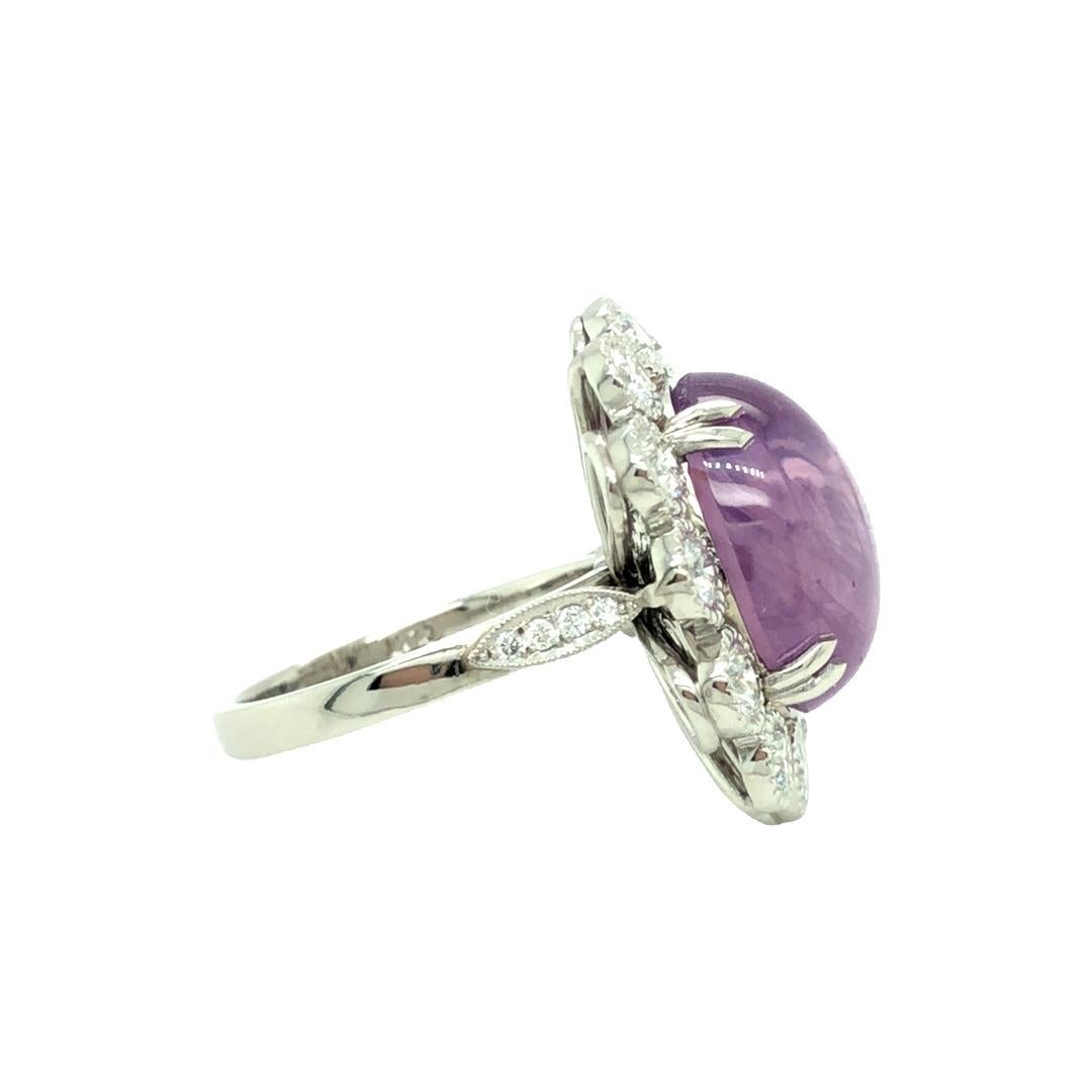 Les pierres précieuses sont éternelles certifiées par le GIA : saphir étoilé rose violet 16,33 et diamants Pour femmes en vente