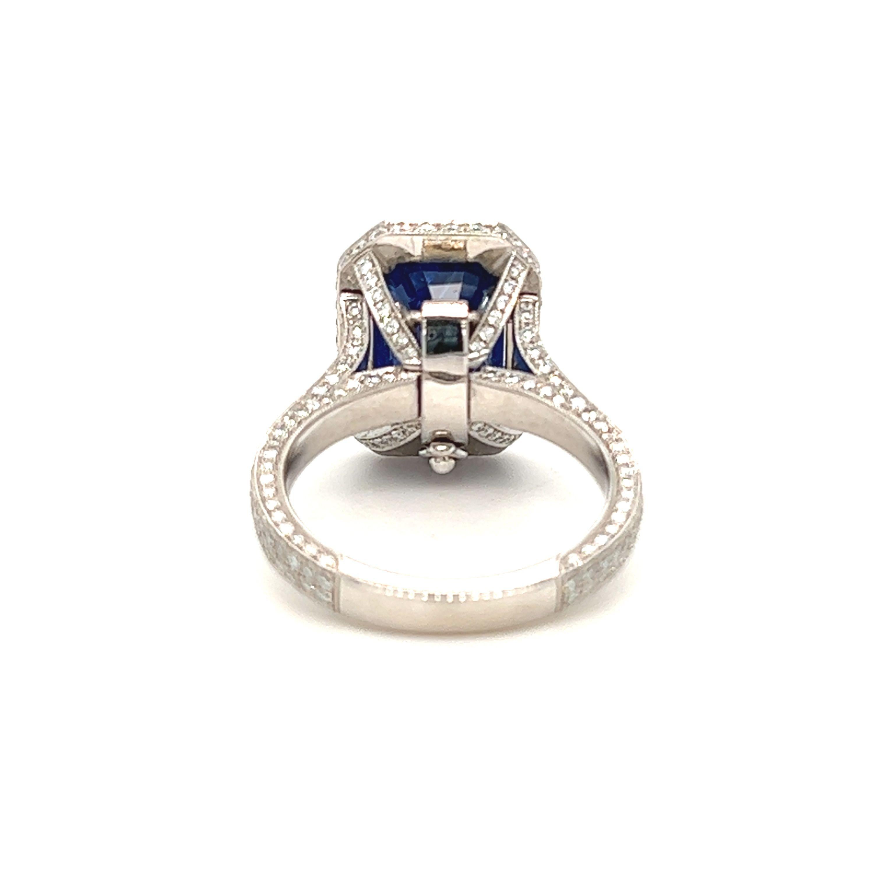 Gems Are Forever Umwandelbarer Ring mit GIA-zertifiziertem 8,14 Karat Saphir und Diamant (Smaragdschliff) im Angebot