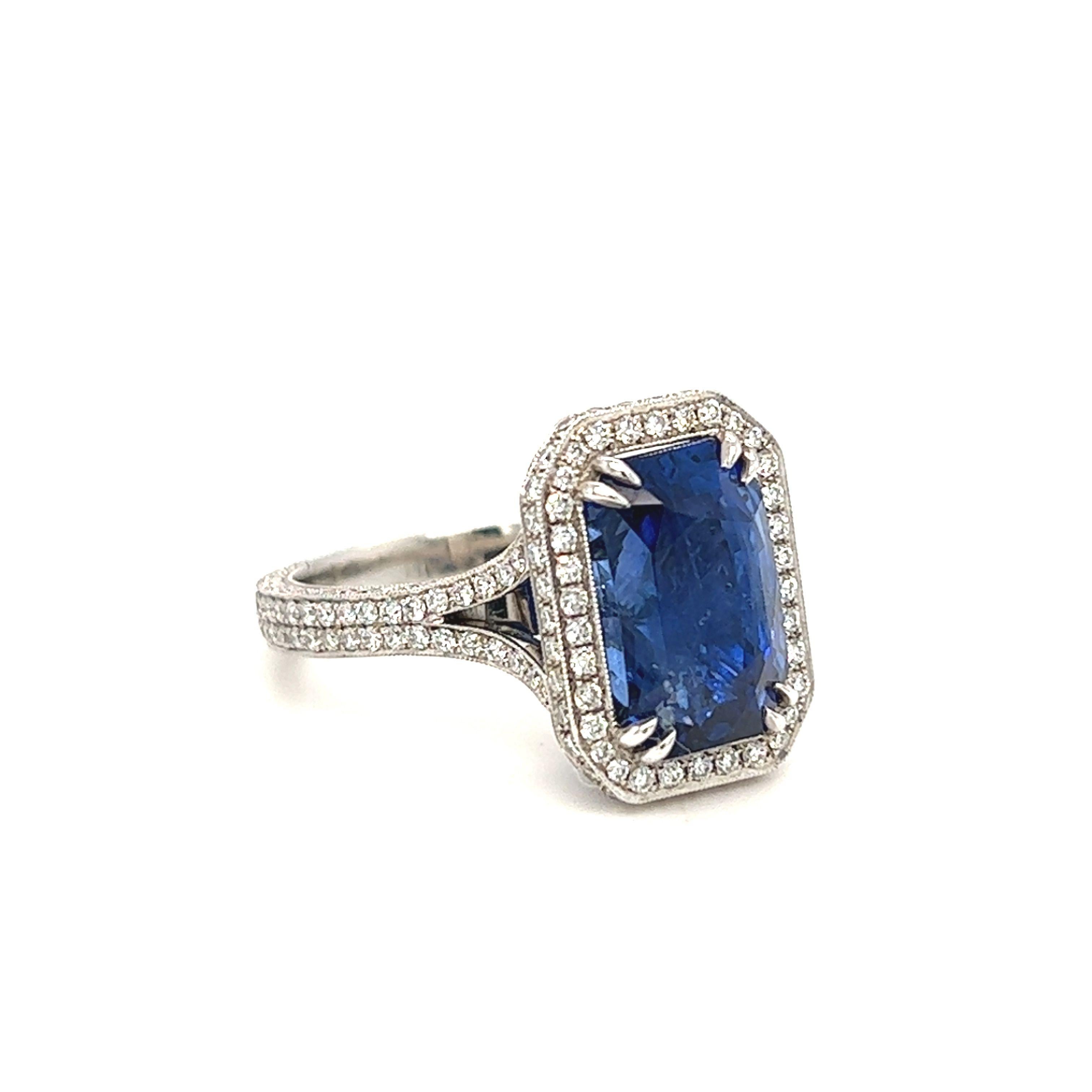 Gems Are Forever GIA Certified 8.14 Carat Sapphire and Diamond Convertible Ring In New Condition For Sale In beverly hills, CA