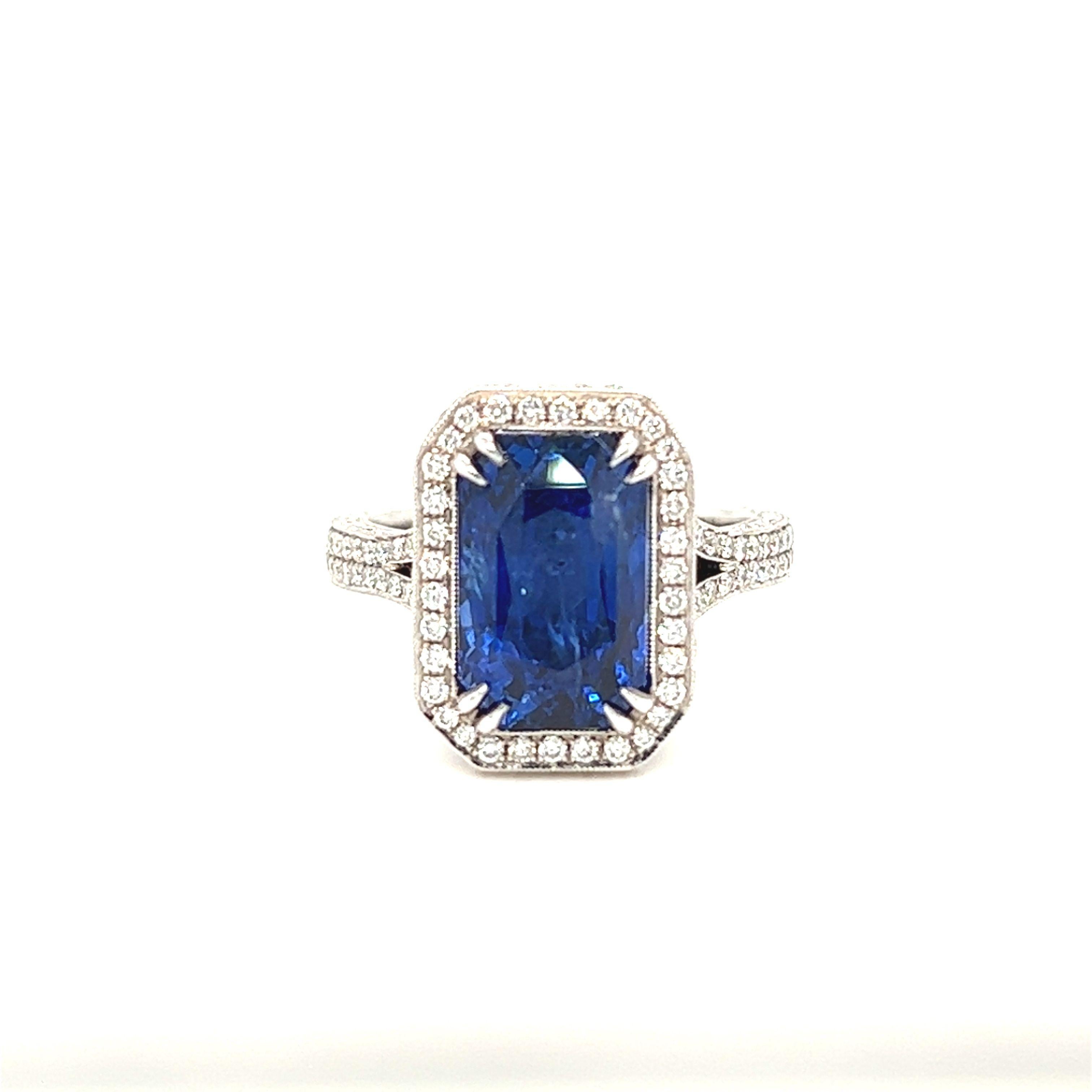 Women's Gems Are Forever GIA Certified 8.14 Carat Sapphire and Diamond Convertible Ring For Sale