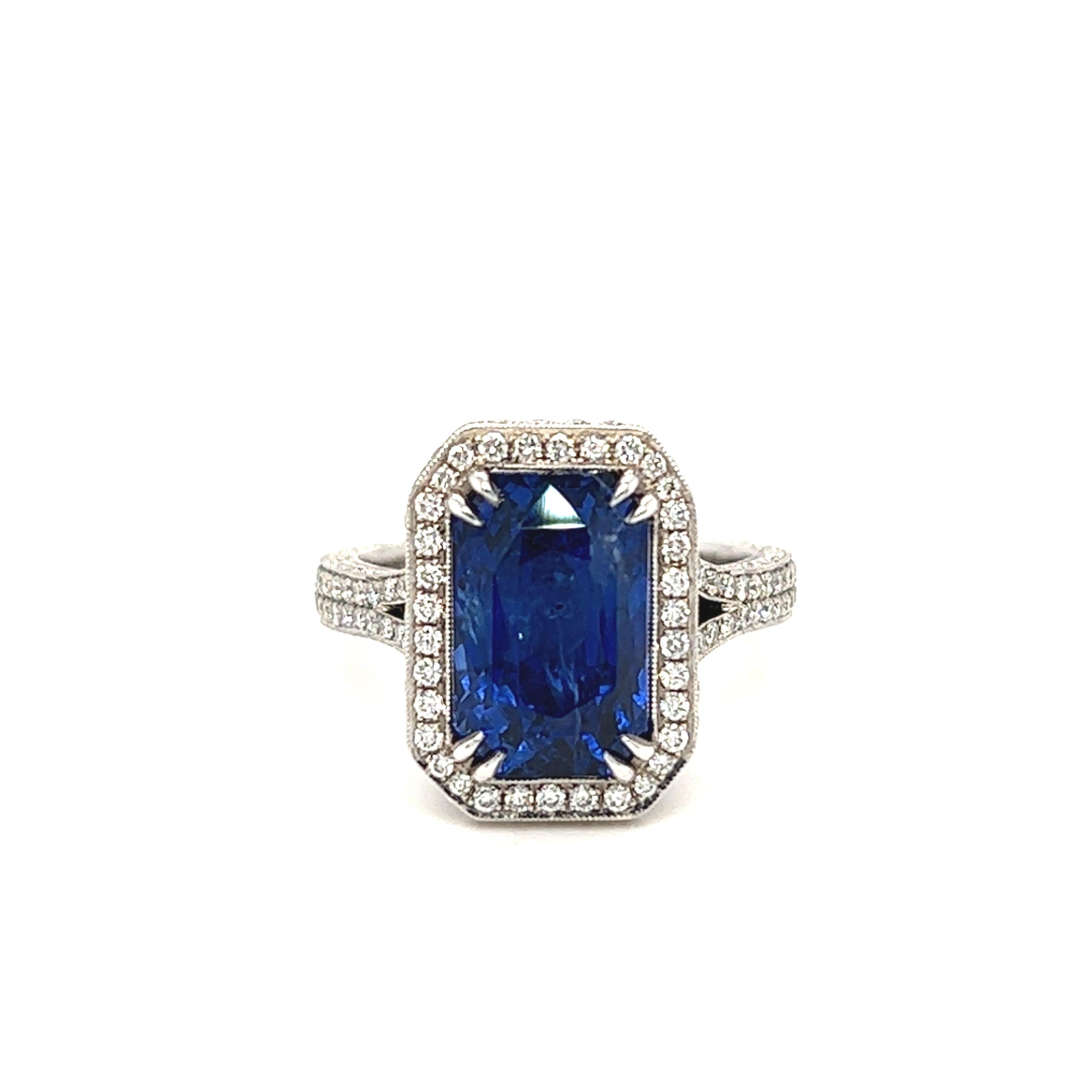 Women's Gems Are Forever GIA Certified 8.14 Carat Sapphire and Diamond Convertible Ring For Sale