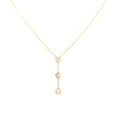 Gems Are Forever Three-Stone Dangling Diamond Necklace 14K Yellow Gold