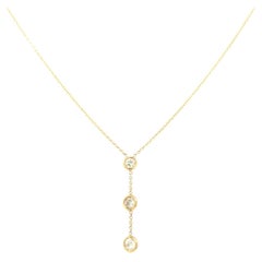 Gems Are Forever Three-Stone Dangling Diamond Necklace 14K Yellow Gold