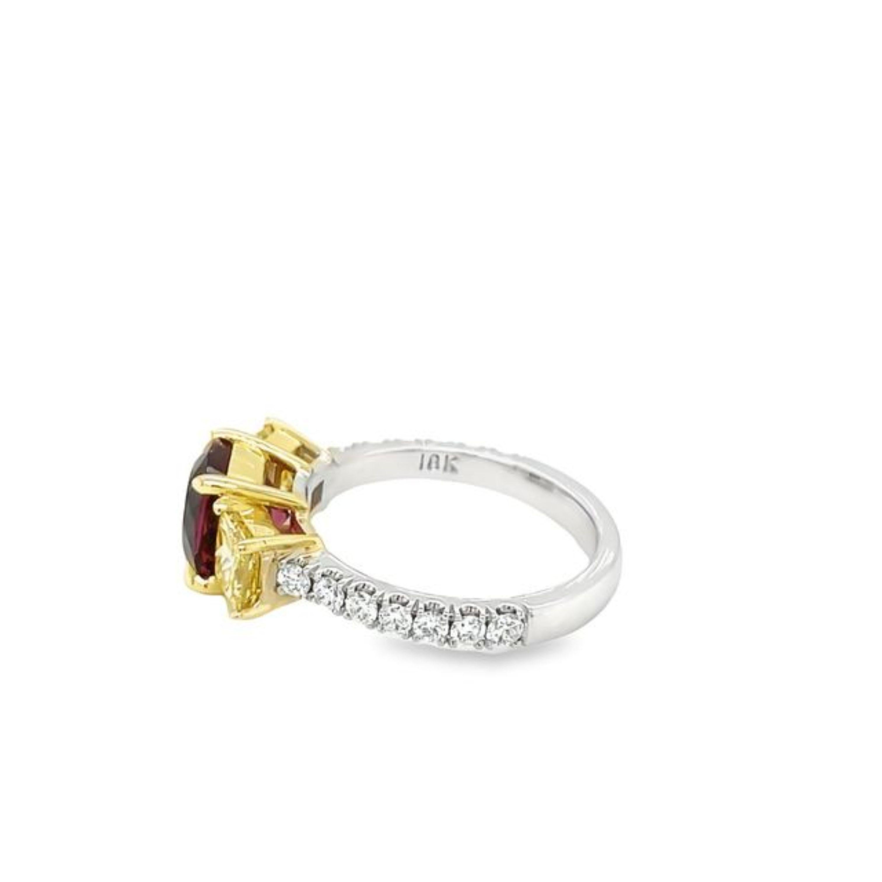 Women's Gems Are Forever Three Stone GIA Certified 3.02 ct. Natural Ruby Ring 18k Gold For Sale