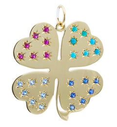 Gemset 4-Leaf Clover Pendant/Charm